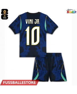 Günstige Brasilien Vinicius Junior #10 Auswärts Trikotsatzt Kinder WM 2026 Kurzarm (+ Kurze Hosen)